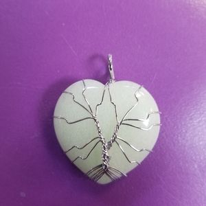 Wire wrapped Lemon jade heart shaped crystal